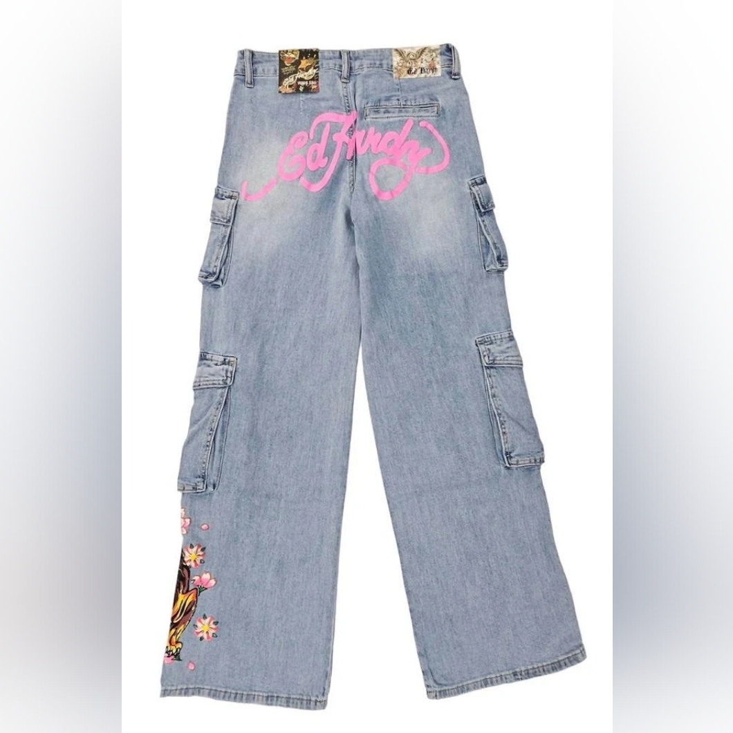 Ed Hardy Tiger Flowers Cargo Jean Size 30